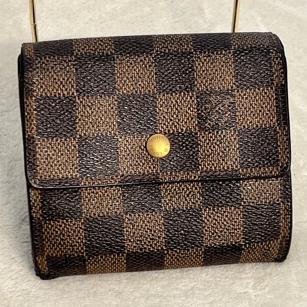 Vintage 1999 Louis Vuitton Damier Ebene Elise Trifold Wallet